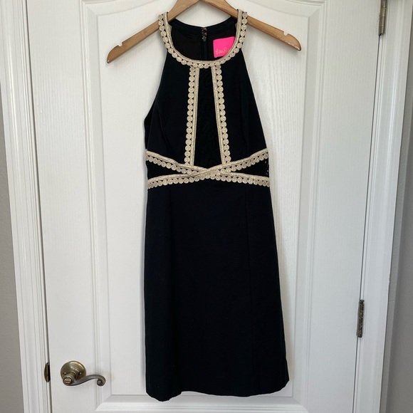 Lilly Pulitzer Dresses & Skirts - Lilly Pulitzer Black dress Size 2 with gold accents great condition worn once